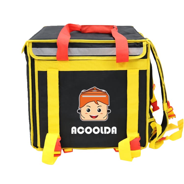 black yellow food delivery bag, waterproof insulated backpack, thermal courier bag, PE foam insulated food bag, bike motorcycle delivery bag, padded food carrier
