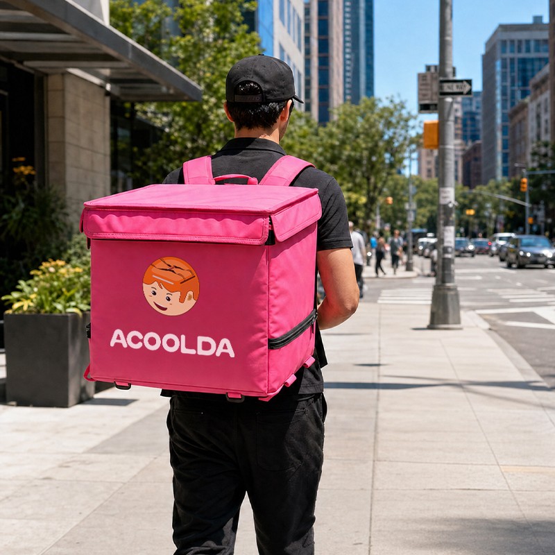 80L insulated food delivery backpack, pink food delivery backpack, insulated takeaway backpack, custom delivery backpack, thermal food delivery bag, aluminum foil delivery backpack, restaurant delivery bag, bike courier delivery backpack, e-bike food