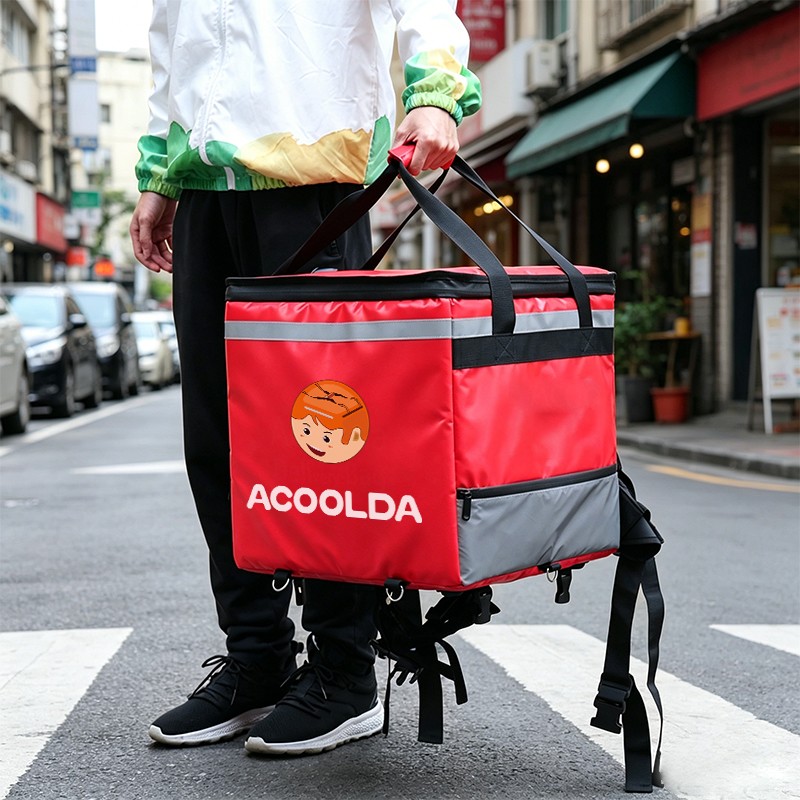 insulated food delivery backpack, red food delivery backpack, insulated takeaway backpack, restaurant delivery backpack, courier delivery backpack, thermal food delivery bag, custom delivery backpack, reflective food delivery backpack, takeaway deliv